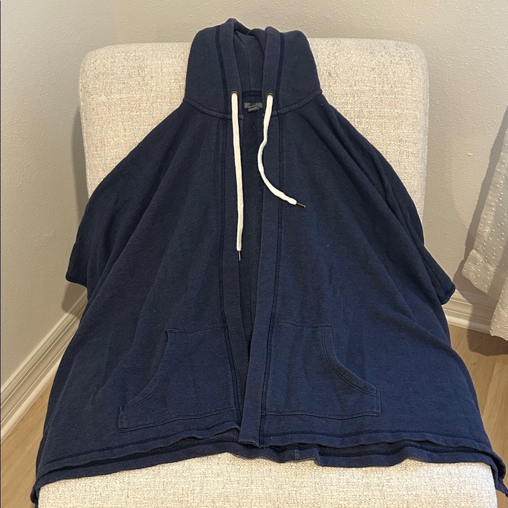 Aerie Navy Blue Hooded Cape with Pockets